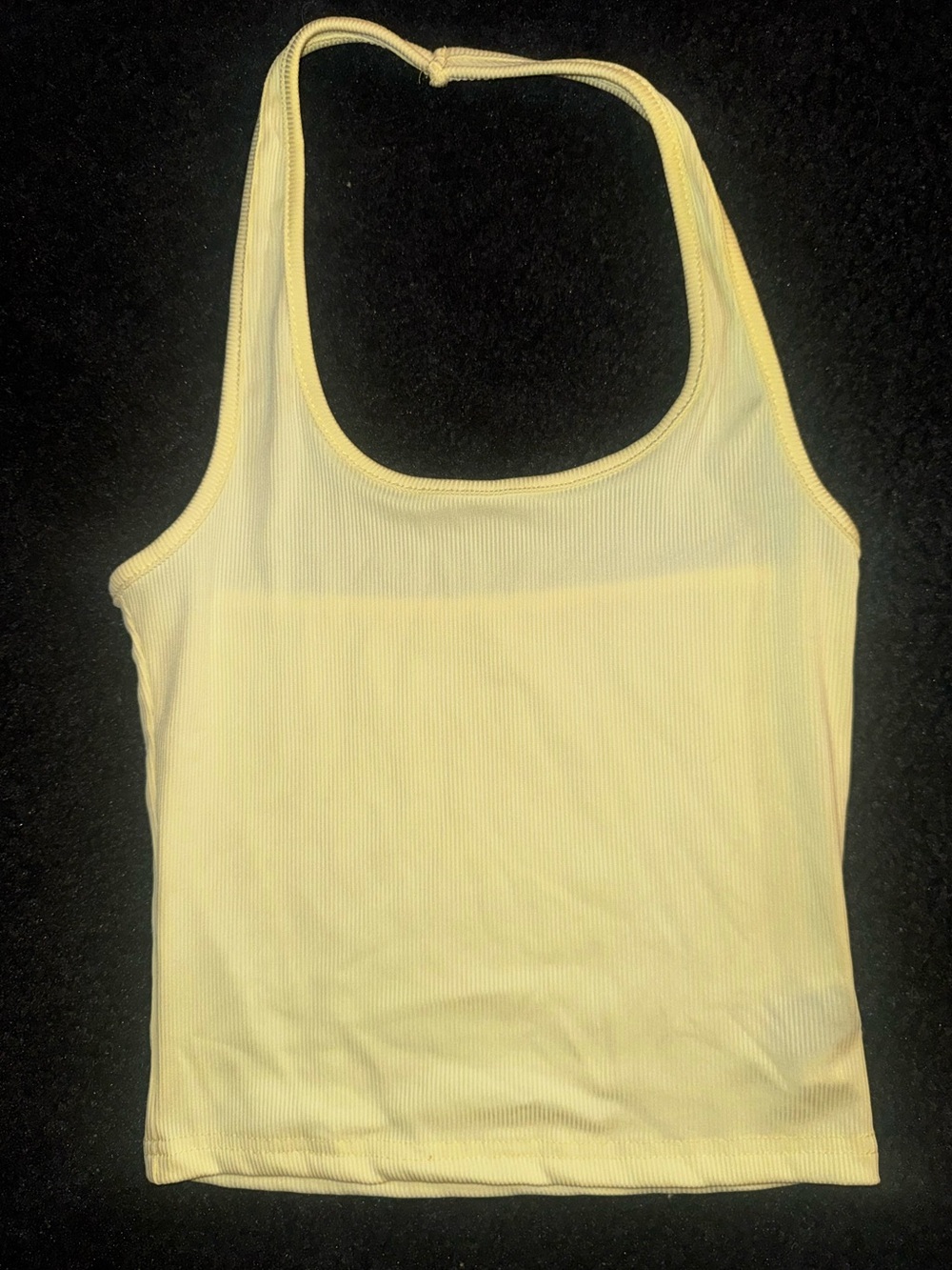Soft Yellow Ribbed Halter Tank Top
